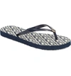 Tory Burch Thin Flip Flop In Tory Navy/ Diamond Sky