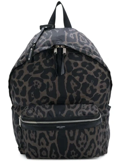 Saint Laurent Foldable City Printed Backpack In Olive Multi