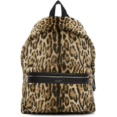 Saint Laurent Fur Leopard Backpack In Multi