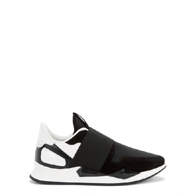 Givenchy Panelled Leather And Neoprene Trainers In Black And White