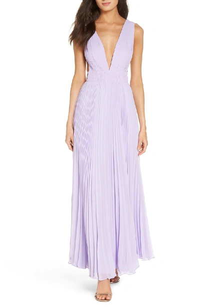 Fame And Partners Fame & Partners The Peyton Pleated Gown In Lilac