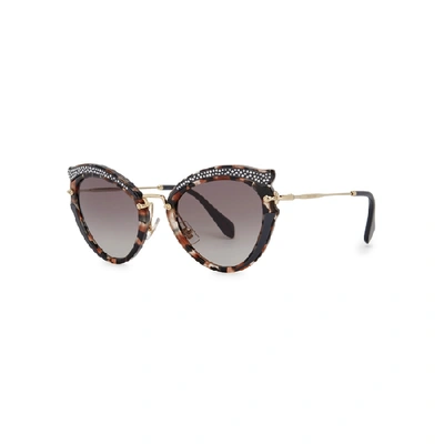 Miu Miu Tortoiseshell Cat-eye Sunglasses In Grey