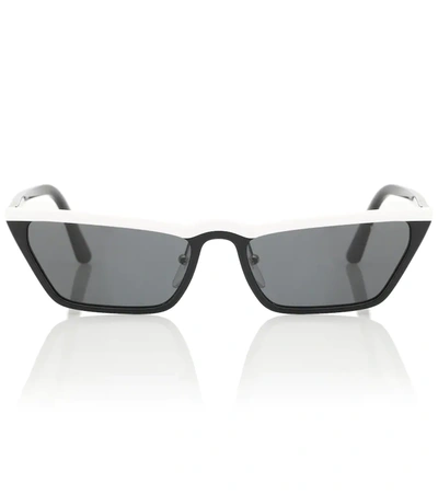 Prada Slim Acetate Cat-eye Sunglasses, White/black/gray In Grey