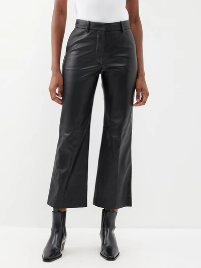 Joseph Tahlia Leather Kick-flare Trousers In Black