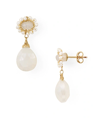 Dana Kellin Faceted Stone Drop Earrings In White/gold