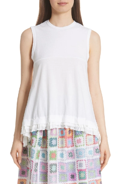 Tricot Comme Des Garcons Ruffle Hem Tank In White