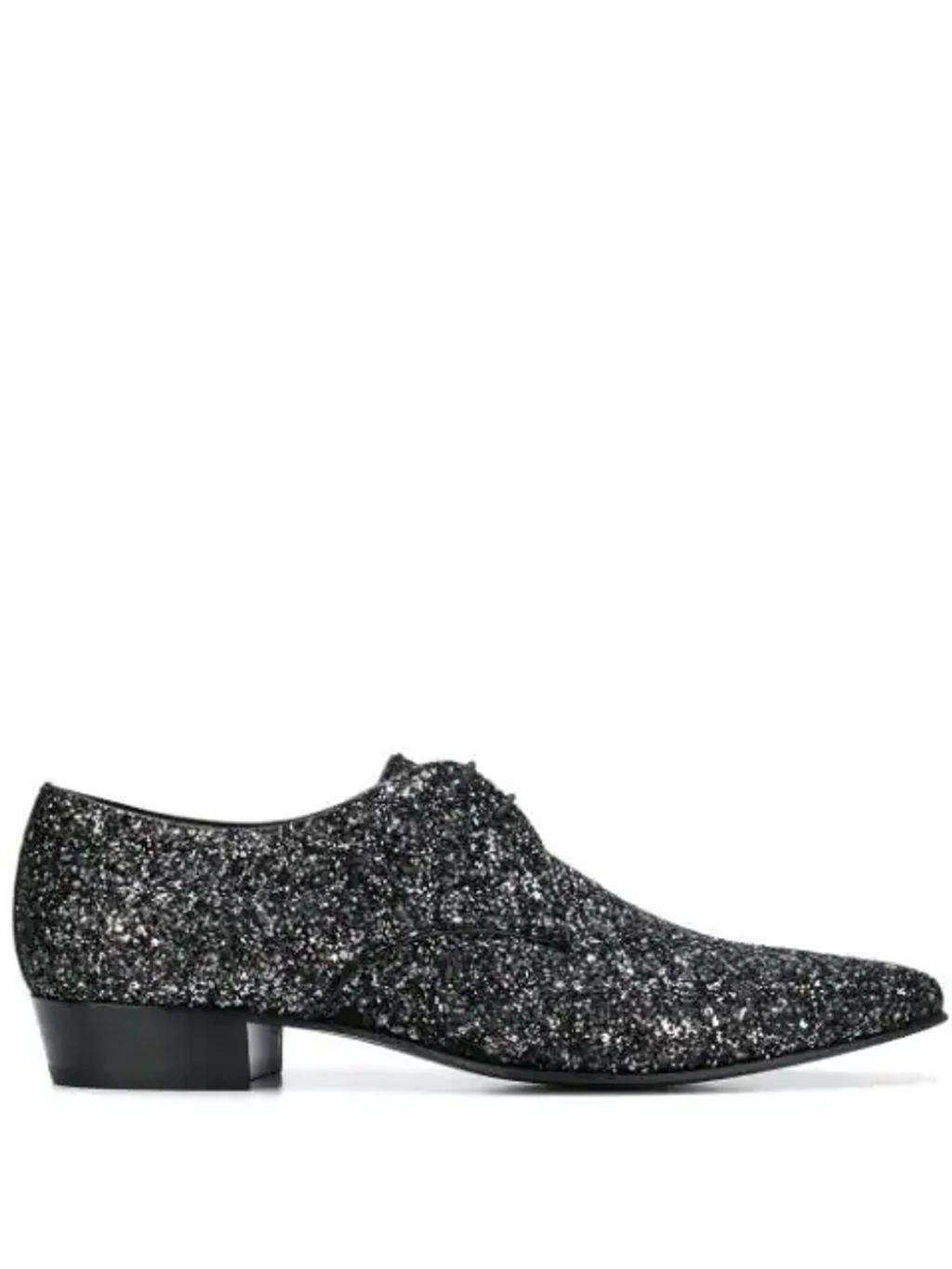 Saint Laurent Hopper Glittered Leather Derby Shoes Silver ModeSens