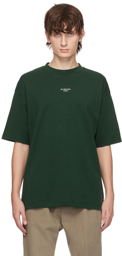 Drôle De Monsieur Slogan-print Cotton T-shirt In Green