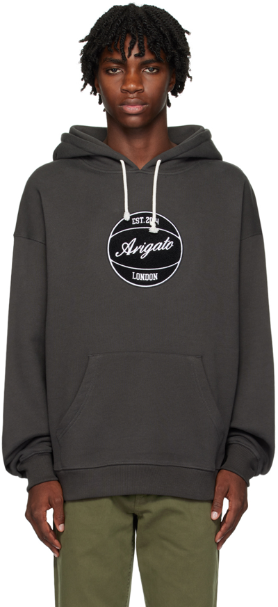 Axel Arigato Logo Patch Drawstring Hoodie In Faded Black