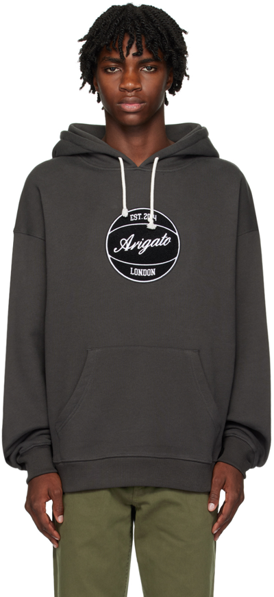 Axel Arigato Logo Patch Drawstring Hoodie In Grey