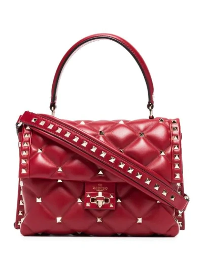 Valentino Garavani Candystud Medium Leather Shoulder Bag In Red