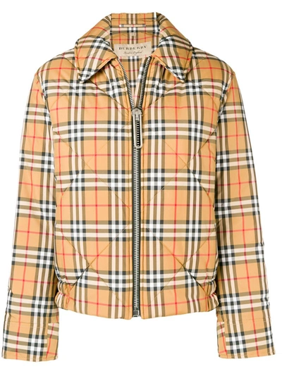 Burberry Vintage Check Harrington Jacket In Antique Yellow