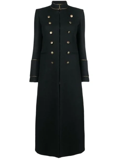Saint Laurent Doouble-breasted Wool Military Coat In Black