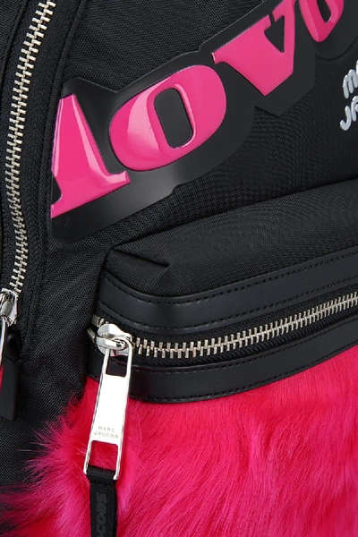 Marc Jacobs Love Medium Trek Nylon & Genuine Shearling Backpack - Black In Black/pink