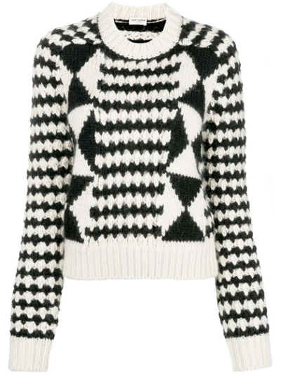 Saint Laurent Cable-knit Wool-blend Sweater In Ivory