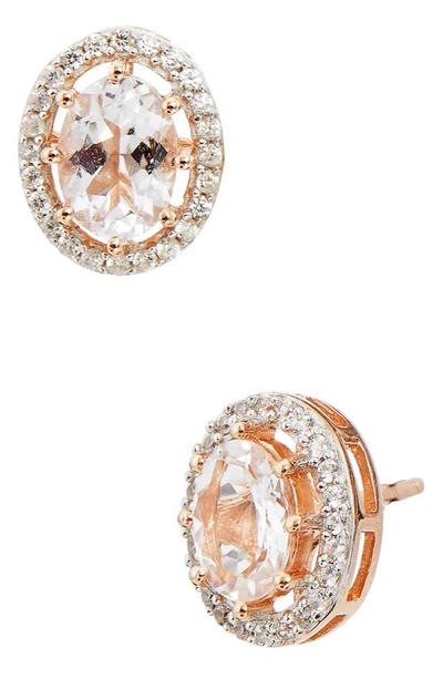 Savvy Cie Jewels Morganite & Cz Stud Earrings In Rose