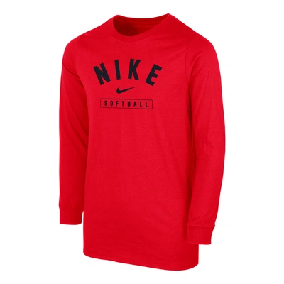 Nike Big Kids' Softball Long-sleeve T-shirt In Red