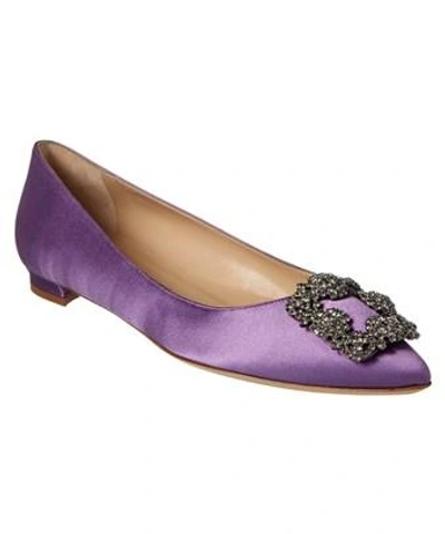 Manolo Blahnik Hangisi Satin Flat In Purple