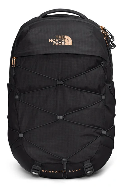 The North Face Borealis Water Repellent Luxe Backpack In Tnf Black/ Coral Metallic