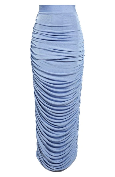 Aliétte Ruched Knit Maxi Skirt In Blue