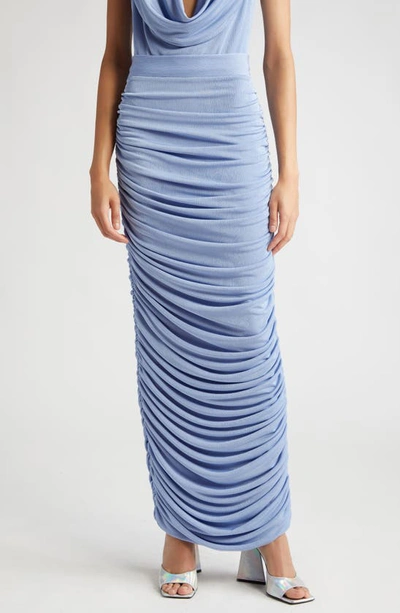 Aliétte Ruched Knit Maxi Skirt In Blue