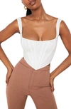 House Of Cb Ninetta Mesh Corset Top In White