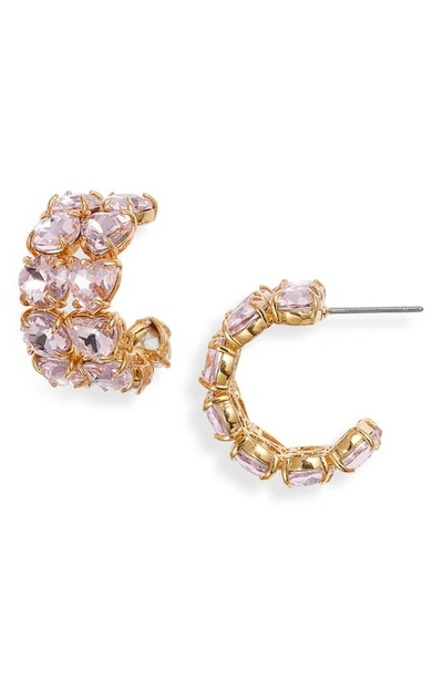 Lele Sadoughi Heart Crystal C Hoop Earrings In 14k Gold Plated