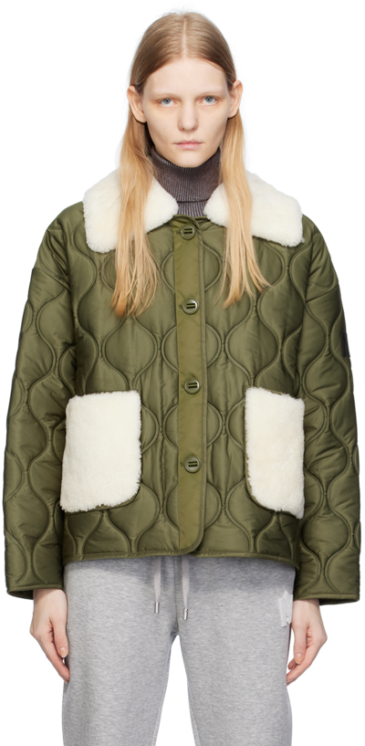 Mackage Kenzy Green Down Jacket With Buttons In Light Military