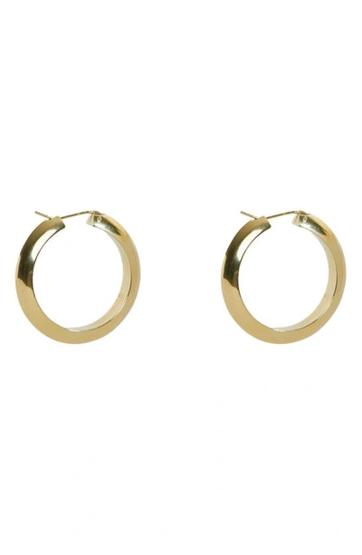 Argento Vivo Sterling Silver Knife Edge Hoop Earrings In Gold