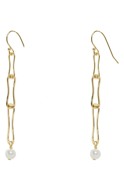 Argento Vivo Sterling Silver Freshwater Pearl Linear Drop Earrings In Gold