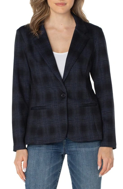 Liverpool Los Angeles Plaid Fitted Blazer In Blue/ Black Shadow