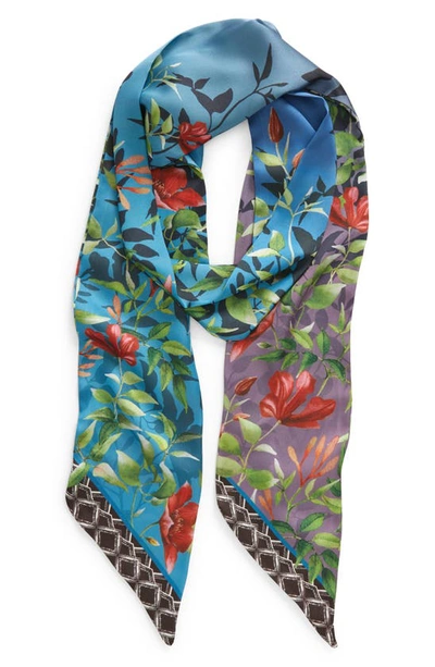 Nordstrom Print Skinny Scarf In Blue Climbing Floral