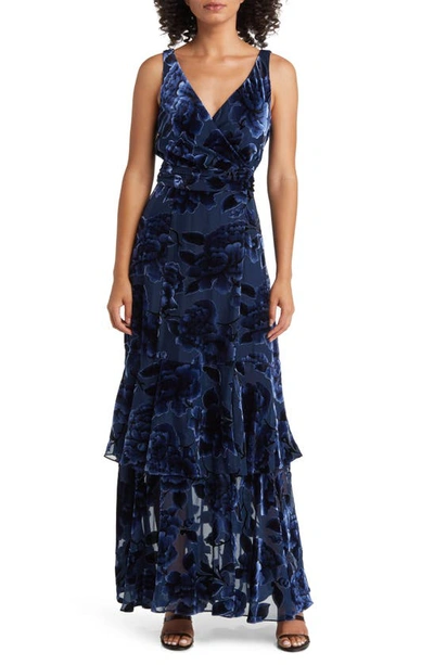 Hutch Bax Burnout Tiered Gown In Blue