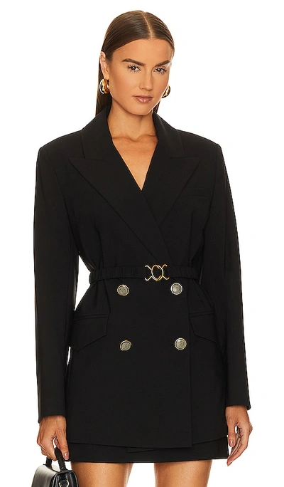 Veronica Beard Hutchinson Double Breasted Wool Blend Dickey Jacket In Black