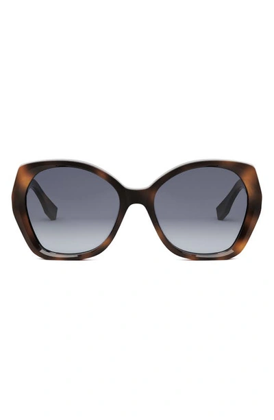 Fendi The  Lettering 57mm Gradient Butterfly Sunglasses In Grey