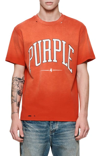 Purple Brand Distressed Logo Graphic T-shirt In Red