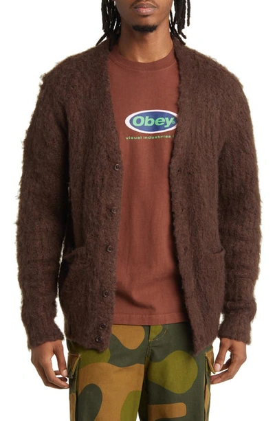 Obey Patron Cardigan In Java Brown
