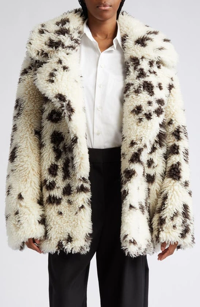 Stella Mccartney Wool Blend Faux Fur Jacket In White