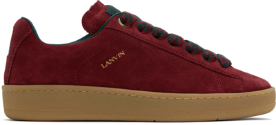 Lanvin Lite Curb Suede Sneakers In Burgundy