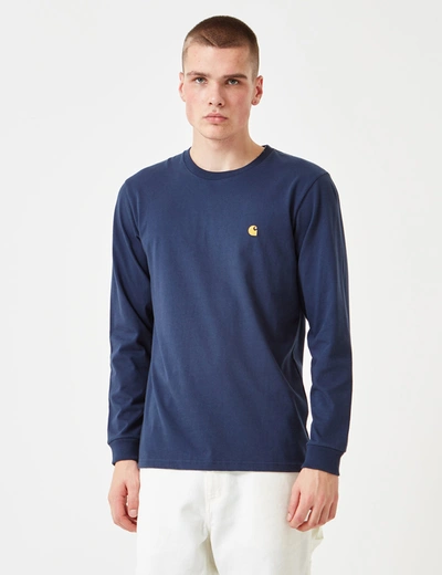 Carhartt -wip Chase Long Sleeve T-shirt In Navy Blue
