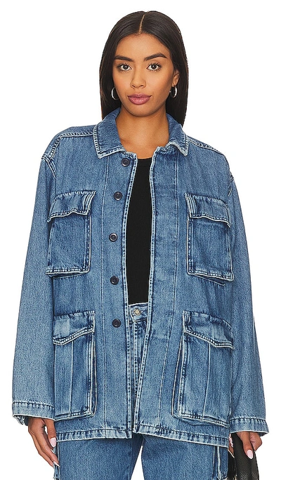 Favorite Daughter The Carly Cargo Jacket In Medium Wash