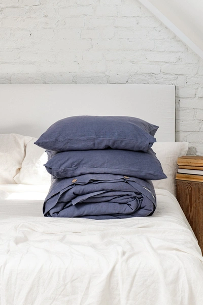 Amourlinen Linen Bedding Set In Blue Gray