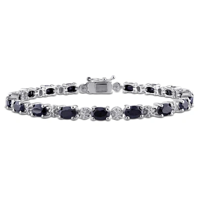 Mimi & Max 11 1/6ct Tgw Black Sapphire And Diamond Accent Bracelet In Sterling Silver