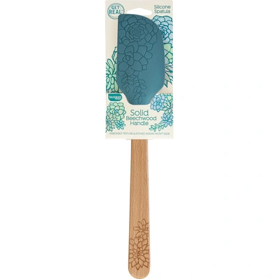 Talisman Designs Laser Etched Beechwood Large Silicone Spatula, Succulent Collection, Set Of 1 In Blue