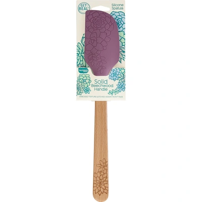 Talisman Designs Laser Etched Beechwood Large Silicone Spatula, Succulent Collection, Set Of 1, Purple