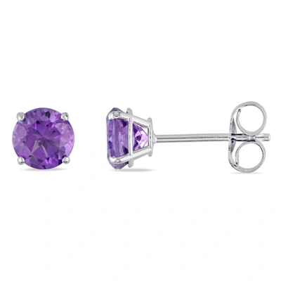 Mimi & Max Amethyst Stud Earrings In 14k White Gold In Purple