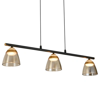 Vonn Lighting Roma Vac3293bl 36" 3-light Height Adjustable Pendant Lighting Integrated Led Black Linear Chandelier