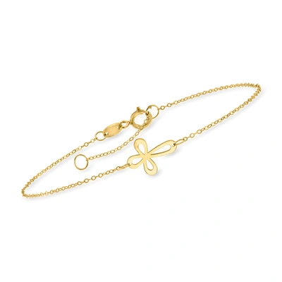 Rs Pure By Ross-simons Italian 14kt Yellow Gold Looped Cross Bracelet In Multi