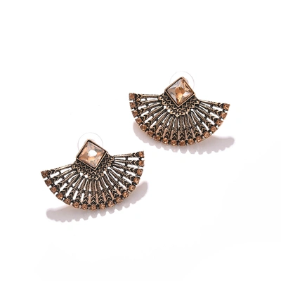 Sohi Gold Plated Designer Stud In Black