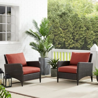 Crosley Furniture Kiawah 2-piece Outdoor Wicker Arm Chair Set